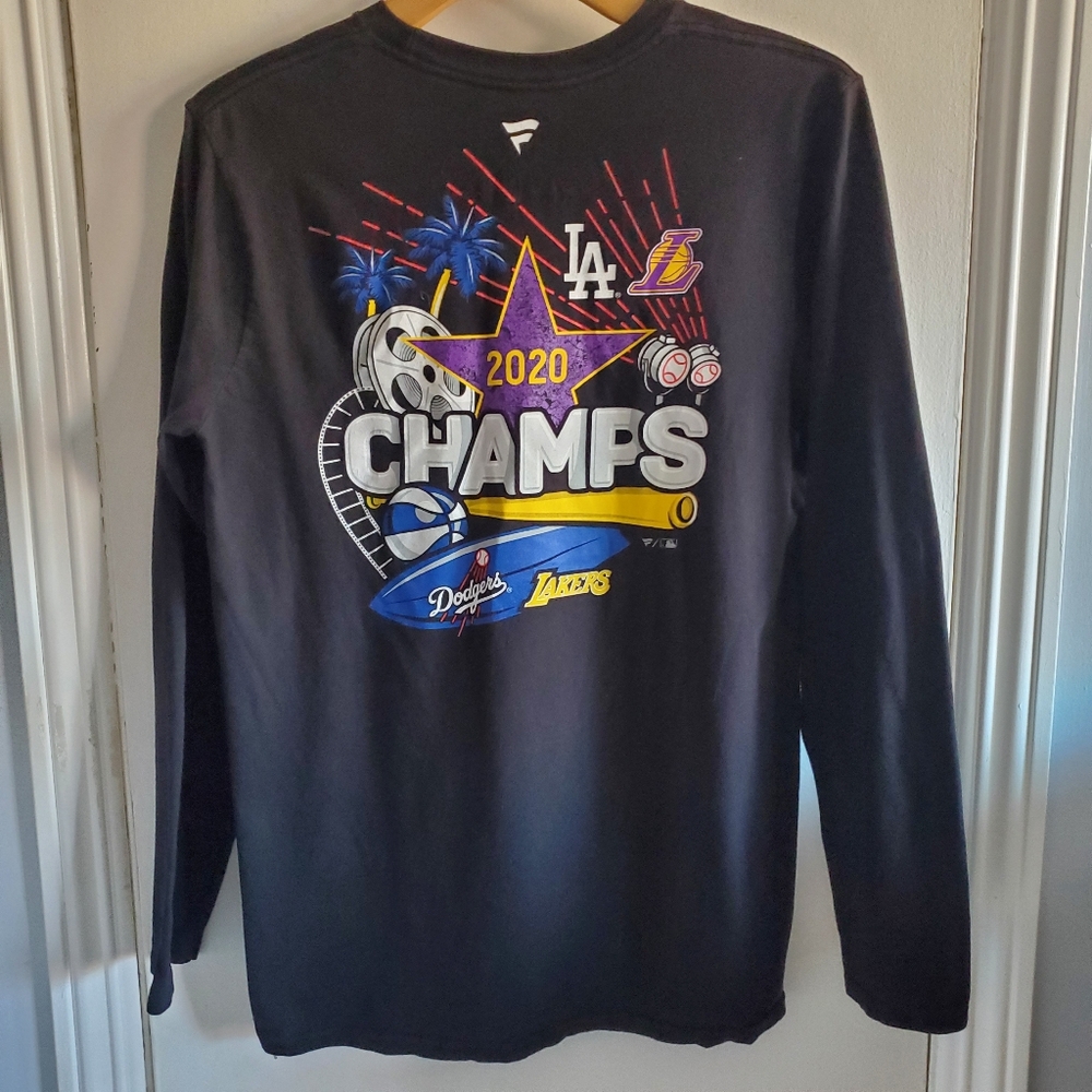 Fanatics LA Lakers & Dodgers 2020 Champs Long Sleeve Size M NBA & World Series - Picture 1 of 8